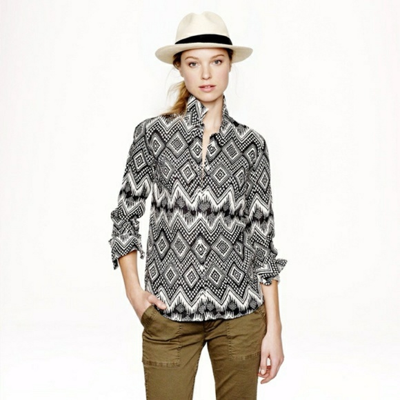 J. Crew Tops - J. Crew Diamond Ikat Boy Fit Button Down